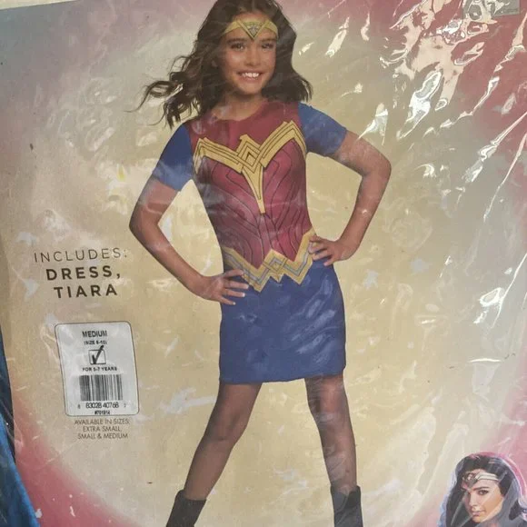 GIRLS WONDER WOMAN WW84 CHILD COSTUME - DRESS & TIARA - All Sizes! NWT - Picture 2 of 5